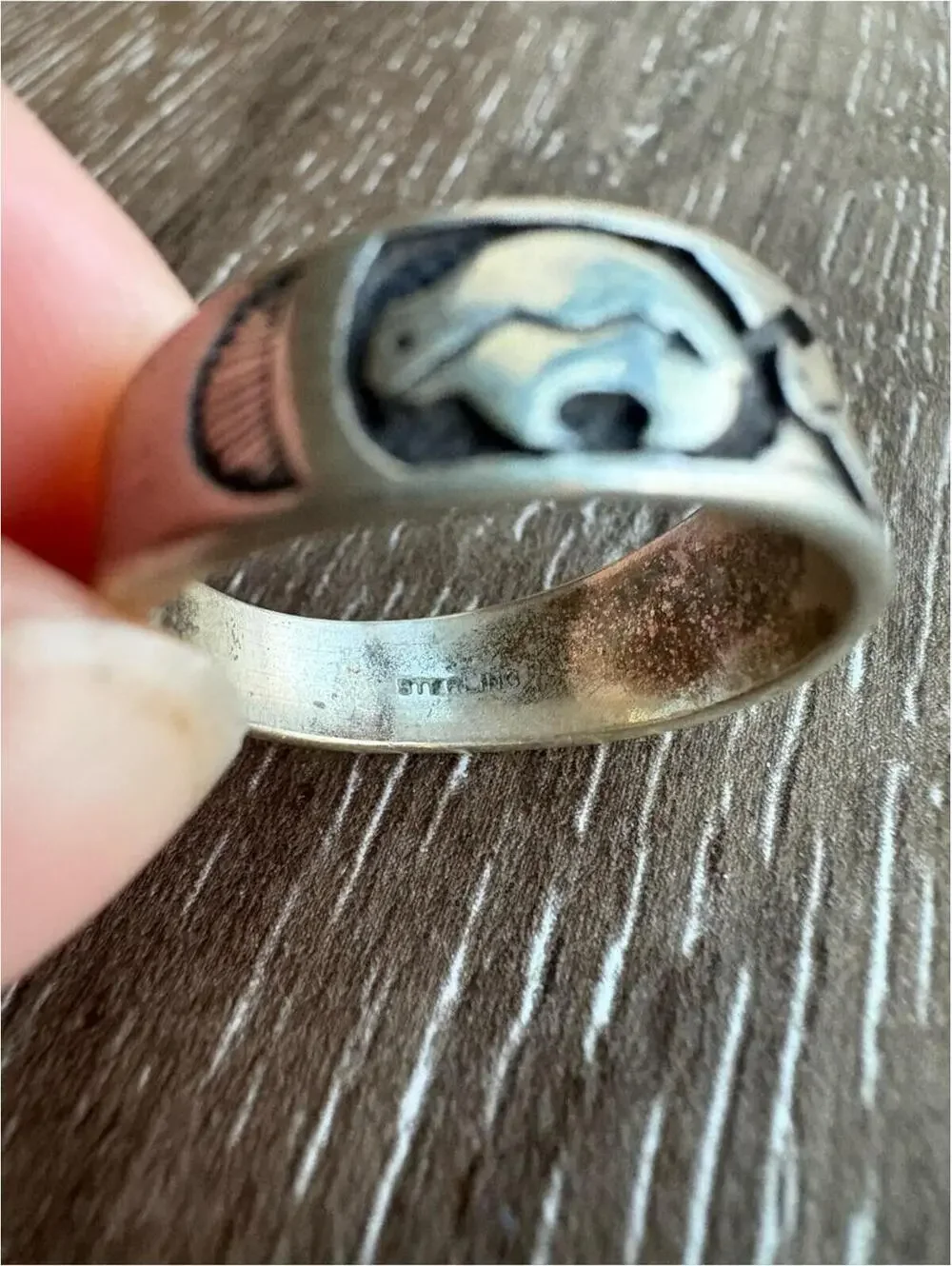 Sterling Silver Floral Bear Tribal Southwest  Band Ring - Size 9.5